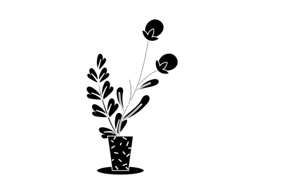 Floral Design Vintage Black Icon