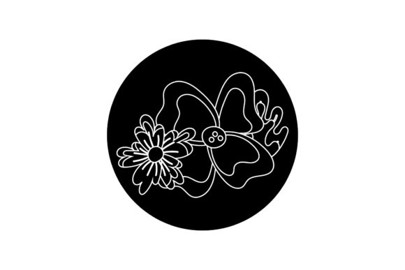 Floral Icon Design White Line Style