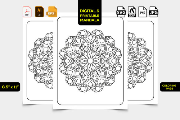 Floral Mandala Coloring Pages Adults KDP