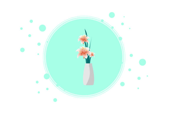 Flower Vase Bright Floral Circle Bubble
