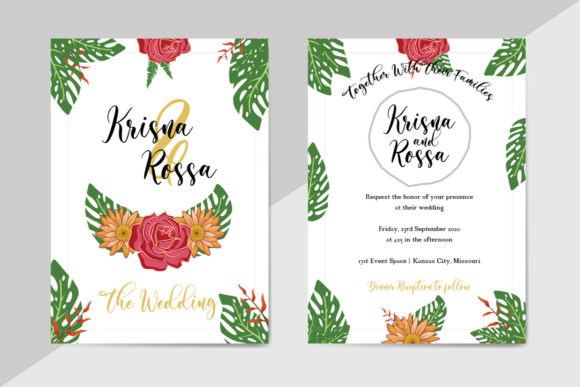 Foliage Wedding Invitation Template 13