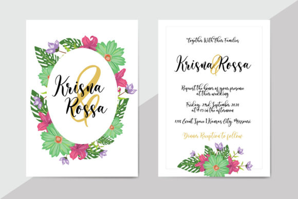 Foliage Wedding Invitation Template 19