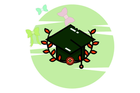Graduation Hat Floral Circle Ribbon