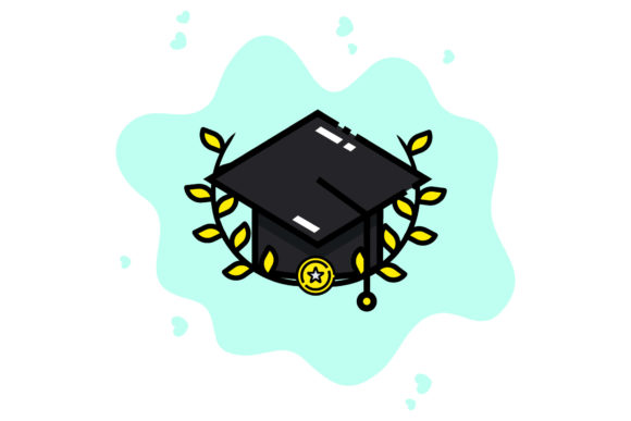 Graduation Hat Floral Cloud Bubble