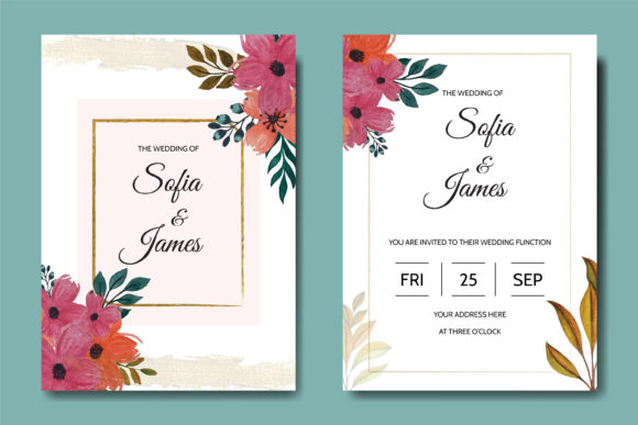 Watercolor Floral Wedding Card Design